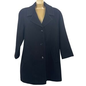 Stephanie‎ Mathews Black 100 Wool Blend Missy Coat Size 10 Button Front Classic